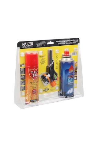 3 Parça Profesyonel Pürmüz Seti Pürmüz Torch Çakmak Başlık- Kamp Gazı 400ml- Çakmak Gazı 270 4741