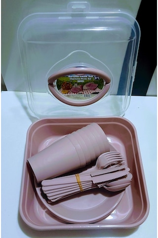 Ahir Ticaret Karizma Piknik Seti 6'Lı 32 Parça Pudra Pembe
