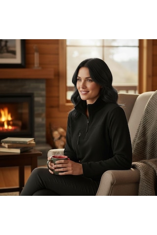 Eren Style %100 Cotton Pamuklu Kışlık Oduncu Polar Kadın- Erkek Siyah