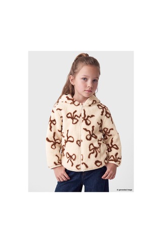 Lc Waikiki Alıta Cıty Farkıyla Lcw Kids Ekru Pelüş Desenli Kız Çocuk Fermuarlı Sweatshirt Ekru - 926050231 Ekru