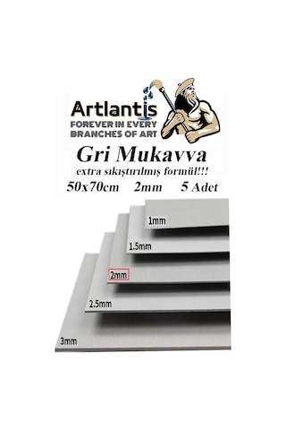 Mukavva Gri 2 mm 50x70 cm 5 Adet Sert Karton Ekstra Sıkıştırılmış 50*70 Mukavva Gri Renkli 2mm 5 Adet