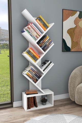 Enda Home Erine 8 Raflı Zikzak Kitaplık Beyaz
