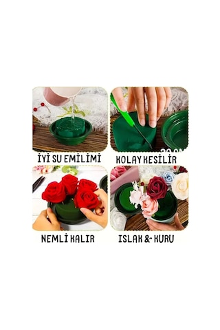 Yuvarlak Canlı Çiçek Köpüğü Çiçek Süngeri 4 Cm X 8 Cm Canlı Çiçekler İçin Özel Ürün Yeşil