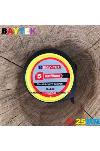 Baytec 5 Metre Çelik Şerit Metre 5metre 25 MM Kauçuk Kaplı