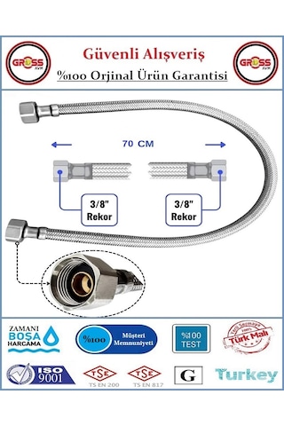 Klozet Flex Hortumu - Çelik Örgü - Spiral Bağlantı Hortumu - 70cm