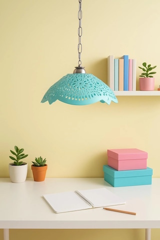 Turkuaz Akrilik Avize Soft Modern Aydınlatma 35x35x12 Cm Çok Renkli