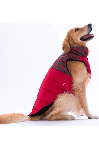 Pawstar Kırmızı Elgin Paws Su İtici Orta-büyük Irk Köpek Puf Yelek Yağmurluk