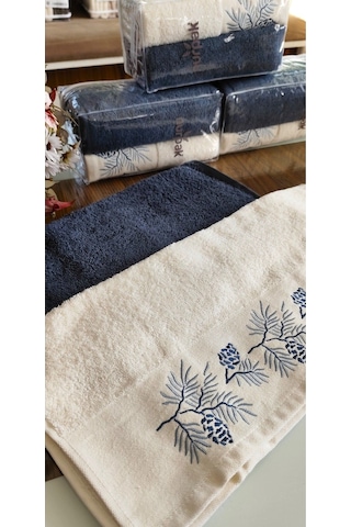 Nurpak Çeyizlik 2.li Set Lüks 50x90cm. %100 Pamuk El,yüz Havlusu Özel Hediyelik Ambalajda İndigo
