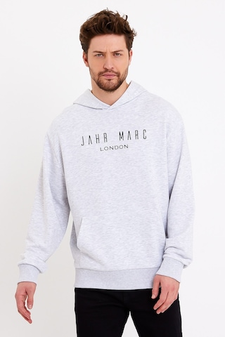 JAHR MARC Baskılı Kapüşonlu Gri Oversize Erkek Sweatshirt Gri