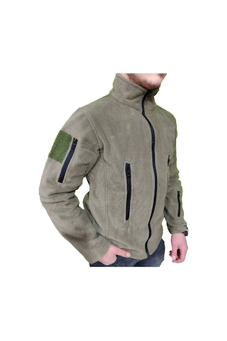 Lıghtınghm Erkek Haki Askeri Taktik Fermuarlı Polar Mont Ceket