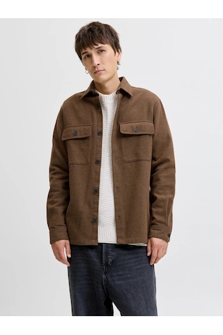 Jack & Jones Jack&jones Jprrayle Melange Solid L/s Erkek Gömlek 12286840 Kahverengi