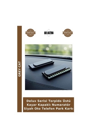 Delux Serisi Torpido Üstü Kayar Kapaklı Numaratör Siyah Oto Telefon Park Kartı