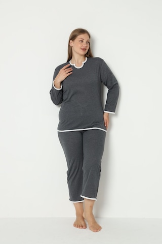 Fames Pijama Yazlik Büyük Beden Pijama Takim Antrasit