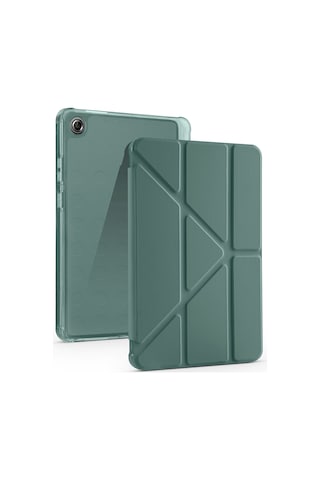 Maks Technology Lenovo Tab One 8.7 Tb-305fu Kılıf Mkst Tri Folding Kalem Bölmeli Standlı Kılıf - Koyu Yeşil Tablet Kılıfı