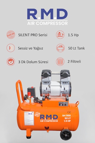 R.M.D Kompresör 50lt Sessiz ve Yağsız Hava Kompresörü I SH1100