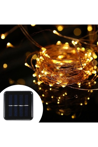 Novahub Güneş Enerjili 200 Işıklı Bakır Tel Işık Zinciri - 8 Modlu Sıcak Beyaz Dekorasyon Işık Sıcak Beyaz