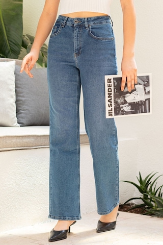 Açık Mavi Kadın Wide Leg Jean Yüksek Bel Likralı Esnek Kot Pantolon Jessica-açmavi 001