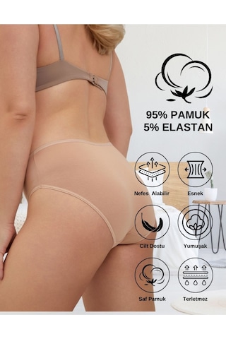 Alya Underwear Kadın Pamuklu Bato Kesim Külot - 3 Adet Beyaz - 3'lü Paket Ten