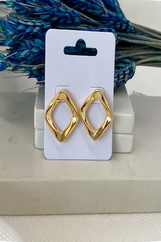 Demokan Kadın Küpe İçi Boş Karo Küpe 001
