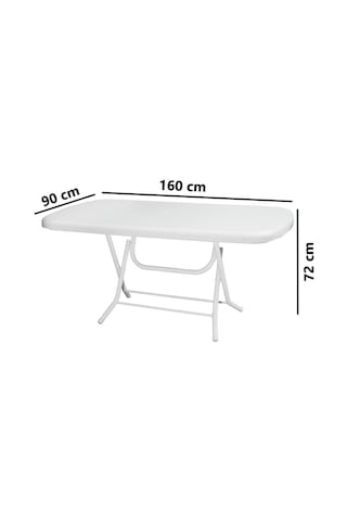 Omnipazar Mt-gfm230 Prima Grande Plastik Dikdörtgen Bahçe Balkon Masa 90x160 Cm Beyaz Beyaz