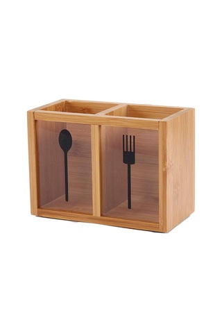 2 Bölmeli, Rustik Mutfak Gereçleri, Bıçak Kaşığı, Çubuklar. Mutfak İçin Tutucu Organizatör Kahverengi