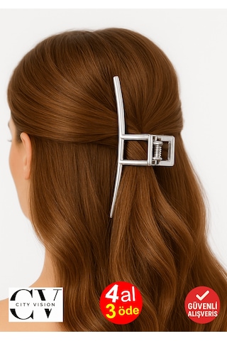 Gümüş Renk Yay Model Metal Mandal Saç Tokası 11 Cm Şık Ve Dayanıklı Tasarım Gümüş