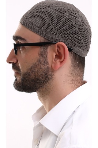 Dantel Pamuklu Triko Makine Örme Takke Açık Kahve