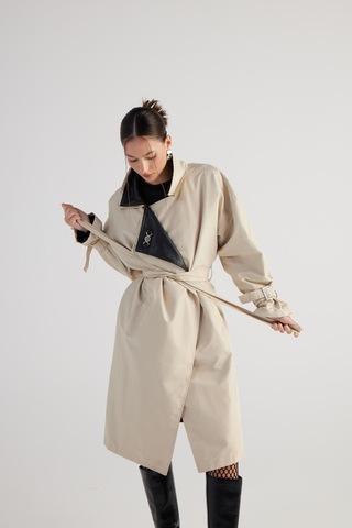 Holly Lolly Maxi Boy Kemerli Cloak Trençkot Bej