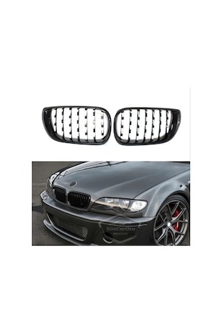 Bmw 3 Serisi E46 Lcı 2002-2005 Uyumlu Ön Panjur Böbrek Krom Izgara Diamond İthal Piano Black 1.sınıf Sağ Sol Takım