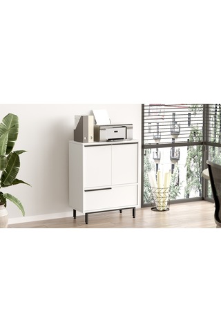 Yurudesign Ocean Ofis Dolabı 3 Kapaklı Metal Ayaklı Beyaz On8b-w Beyaz