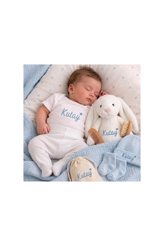 P&m Gift Shop İsme Özel Yenidoğan Bebek Seti Premium Mavi