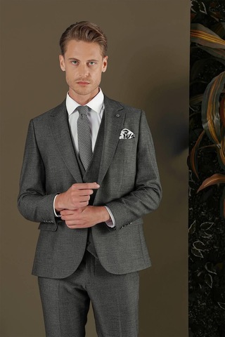 Efor Tk 876 Slim Fit Füme Klasik Takım Elbise Füme