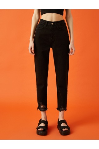 Koton Mom Jean - Normal Bel Dar Kesim Dar Paça Pantolon Siyah 1yak47328md