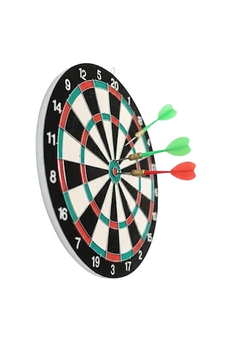 Mey İthalat 15 İnç Dart Tahtası Seti Dayanıklı Yapı 4 Metal Dart Oku