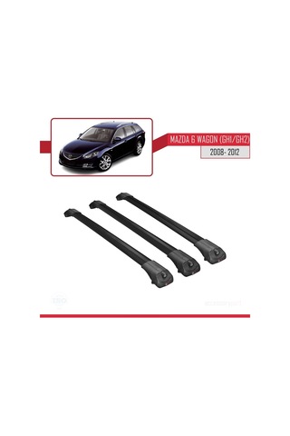 Mazda 6 Wagon Gh1/gh2 2008-2012 Arası İle Uyumlu Ace-1 Ara Atkı Tavan Barı Siyah 3 Adet Bar