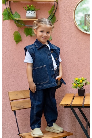 Oliven The Kid Oliventhekid Unisex Beli Lastikli Cepli Balon Kot Pantolon Mavi Mavi