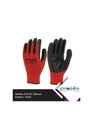 Starline E-43 Nitril Eldiven Kırmızı-Siyah 12 Çift 9