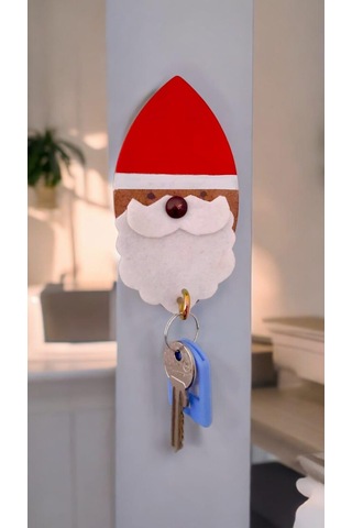 Noel Baba Ahşap Tekli Askı Renkli
