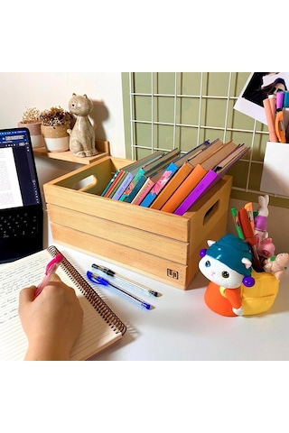 Masif Ahşap Sandık - Saklama Depolama Ve Düzenleme Için Tahta Kutu Çok Amaçlı Organizer - Wooden Box Ahşap