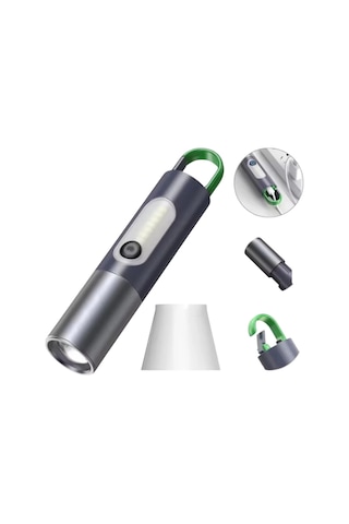 Hepu Hp-836 Su Geçirmez Uzun Menzilli Led El Feneri 5730 Led 5v Usb Şarjlı Taşınabilir Askılı Tasar Siyah