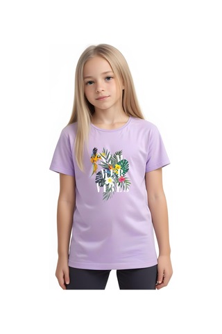 Fyk Kids Kız Çocuk Basic Summer Papağan Baskılı T-shirt Lila