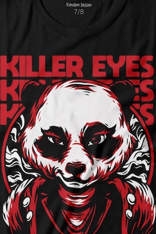 Kendim Seçtim Katil Gözler Killer Eyes Panda Baskılı Tişört Çocuk T-shirt 001