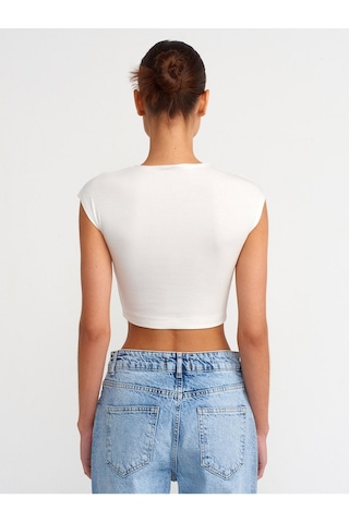 Dilvin Kadın Pamuk Ve Modal Karışımlı Crop Top T-shirt - 30528 001