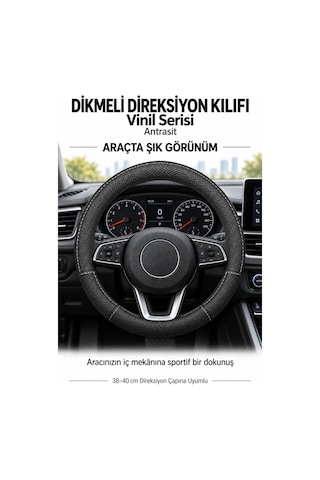 Trobus Peugeot Rifter 2024 Ve Sonrası Uyumlu Dikmeli Direksiyon Kılıfı Vinil Antrasit