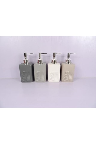 Sıvı Sabunluk Bej Modern 7x7x17cm 300ml Seti Siyah