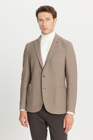 Altınyıldız Classıcs Erkek Bej Yünlü Slim Fit Dar Kesim Mono Yaka Torba Cepli Esnek Blazer Ceket