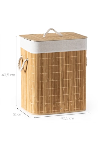 Porsima Pbt-053 Kapaklı Kirli Çamaşır Sepeti Dikdörtgen - Bambu Kirli Çamaşır Sepeti Bambu