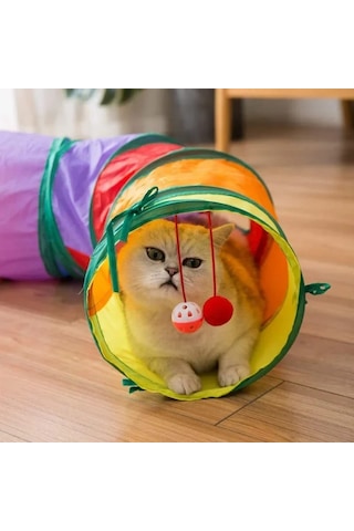 Tineke Kıvrımlı Kedi Tüneli Katlanır Gökkuşağı Uzun Kedi Köpek Oyuncağı