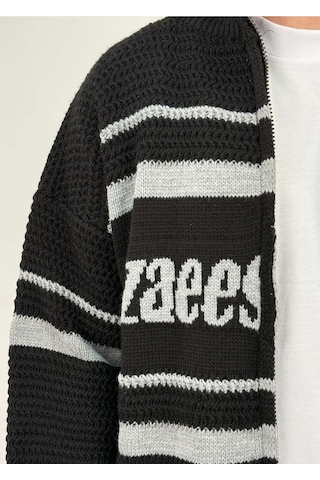 Zaee Studio Stripe Knit Crop Boy Triko Ceket gri