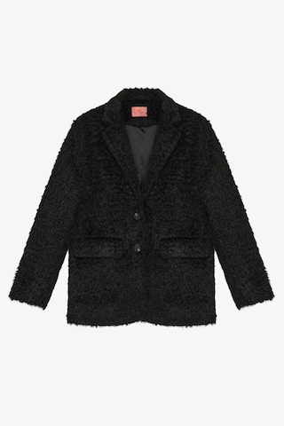 Quzu Tüylü Dokulu Oversize Blazer Ceket Siyah Çok renkli